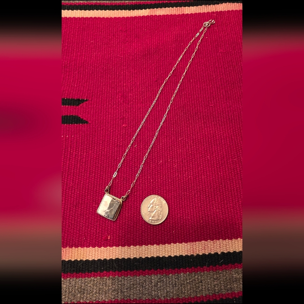 White Buffalo Slab Necklace, Native Made